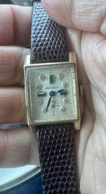 Vtg Miber Swiss Wind Up Watch Chronograph Jeweled Face