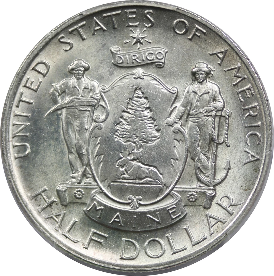 1920 Maine 50C PCGS/CAC MS 65 Early Silver Commemorative Half Dollar  - Image 3 of 4