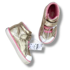 See Kai Run Belmont II Gold Shine Girls High-Top Sneakers Toddler Size 7 New 