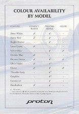 Proton Exterior Colours 1998 UK Single Sheet Brochure Compact Persona Coupe 