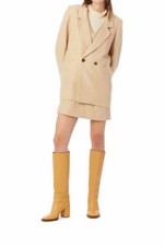 Marie Oliver Herring Metallic Tweed Jacket In Ecru/gold - Size M