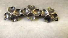 Rare Vintage STUART NYE TRIPLE BLOSSOM DOGWOOD FLOWER PIN/BROOCH STERLING SILVER