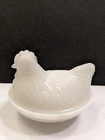VTG Milk Glass Hen On Nest Dish