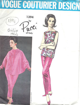 1964 Vintage VOGUE Sewing Pattern B34 JACKET PANTS OVERBLOUSE (1394) By PUCCI