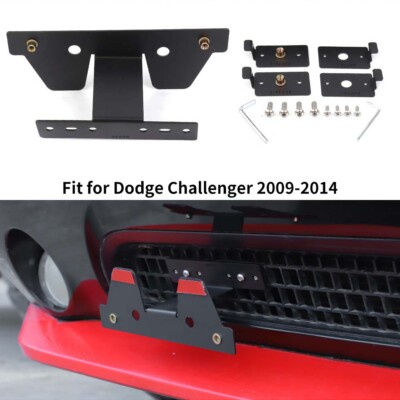 Front Grille License Plate Bracket Holder Stand Kit For Dodge Challenger 2009-14