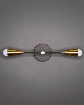Mid Century Industrial Sconce 2 Cones Vanity Brass Light Mirror & Bed Side Light