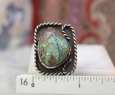 Vintage sterling large Royston turquoise ring sz 6.5