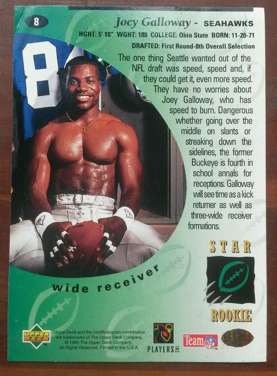 Joey Galloway Rookie Card #8 Seattle Seahawks Star Upper Joey Galloway Rookie Card #8 Seattle Seahawks Star Upper