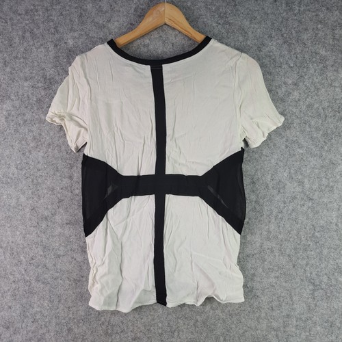 MINKPINK Shirt Womens Small White Black Round Neck Short Sleeve Top 5386 - Picture 10 of 11