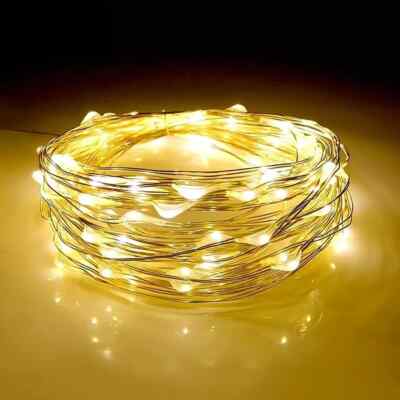 Batterie LED Lichterkette 5m Innen Außen Deko Lichter Party Hochzeit Draht