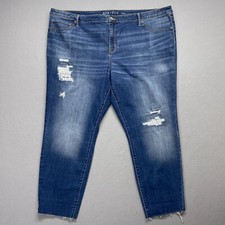 AVA VIV Jeans Womens 26W Distressed Raw Hem Jegging