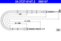 Ate Handbremsseil L/R FüR Audi 80 B4 1.6-2.8 09.91-01.96 Oe 8A0609721AF