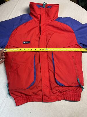 Vintage Columbia Ski Coat Jacket Mens Red Blue Green M Color Block