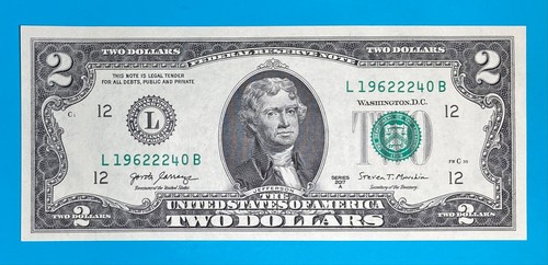 1962 February 24 : L 19622240 B BIRTHDAY Note $2 Two Dollar Bill *UNC* - Picture 2 of 3