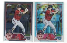 2023 TOPPS CHROME CORBIN CARROLL PRISM REFRACTOR ROOKIE RC + BASE (LOT X2)