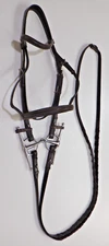Horse English Bridle Leather with D ring cheek bars Snaffle bit Laced reins