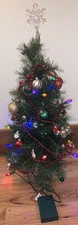 23” ADORABLE LIGHT UP MINIATURE CHRISTMAS TREE Beaded Garland & Ornaments
