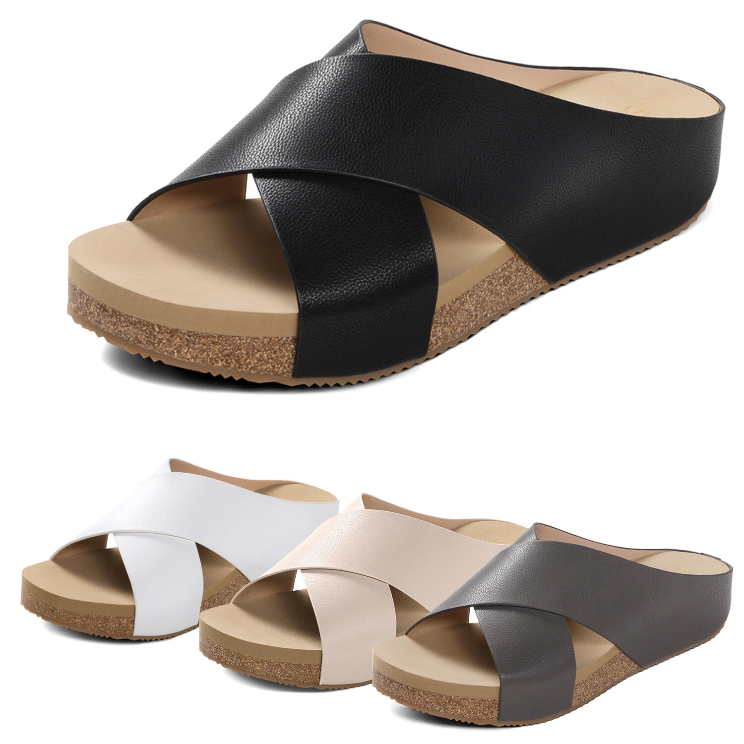 US Womens Cork Slide Sandals Open Toe Platform Criss Cross Flat Sandals
Opens in a new window or tab