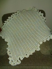 HANDCRAFTED HAND CROCHETED PASTEL MULTI BABY BLANKET/THROW
