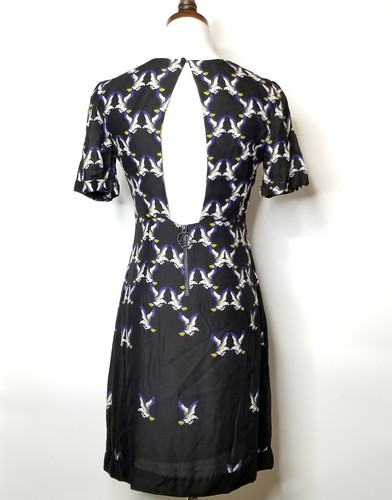 Eleven Paris "Teagle" Eagle Bird Print With Cut Out Back Casual Short Dress, S - Picture 2 of 11