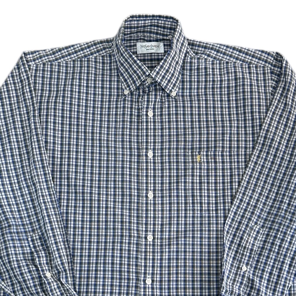 SAINT LAURENT Camicia Yves Saint Lauren quadri quadri manica lunga bottoni Ysl uomo 40 41 16