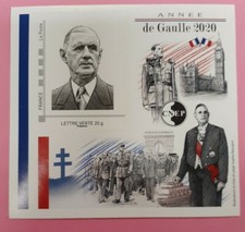 TIMBRE FRANCE BLOC CNEP ANNEE DE GAULLE 2020
