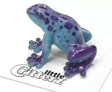 ➸ LITTLE CRITTERZ Amphibian Frog Miniature Figurine Dart Frog Blue Sapphire