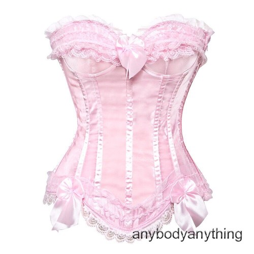 Pink Corsets for Women Vintage Leopard Print Corset Top Princess Lace Up Sexy - Picture 8 of 41
