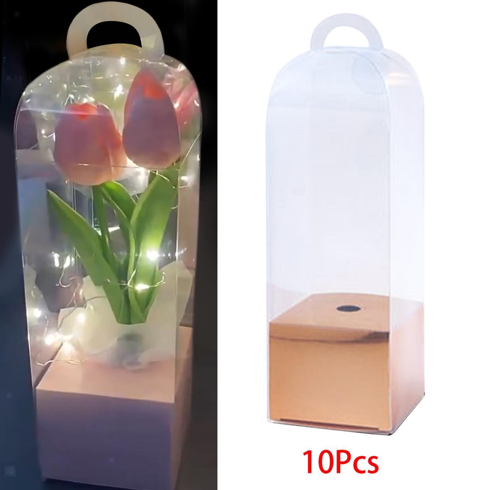 10 Pieces Flower Gift Boxes Reusable Bag Rose Gold