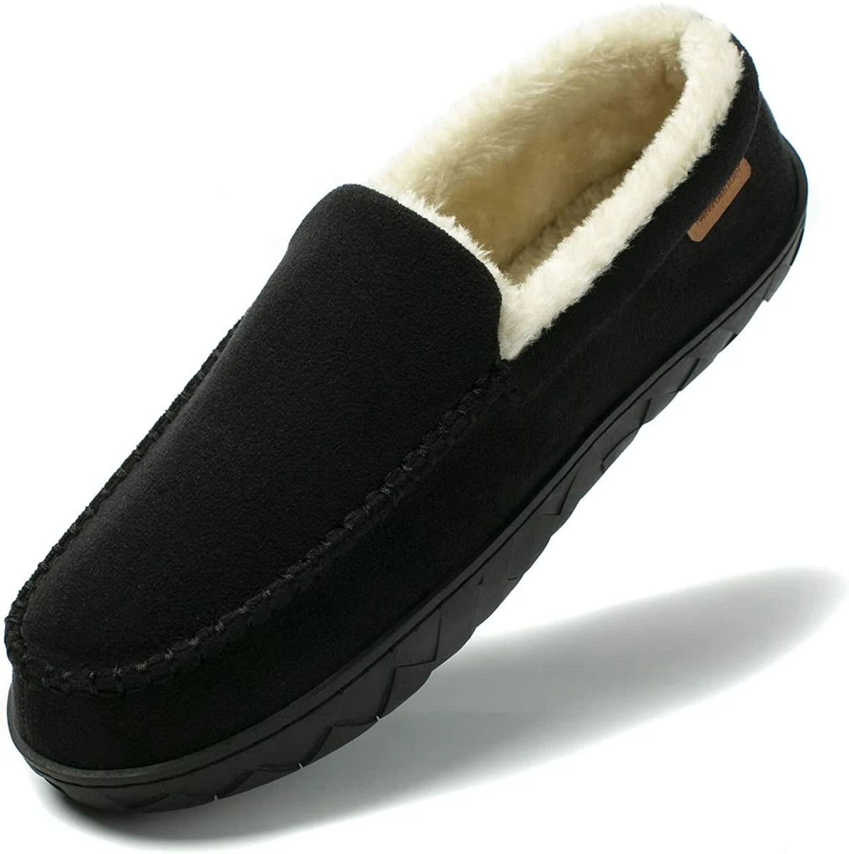NewDenBer Men s Moccasin Slippers Warm Memory Foam Suede Plush