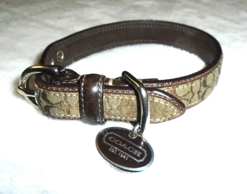 Coach Leder braun Jacquard hellbraun Signatur C Hund Haustier Halsband 4003 Größe Small