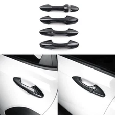 Carbon Fiber pattern Door Handle Cover Trims 5PCS For Hyundai Kona 2024-2025