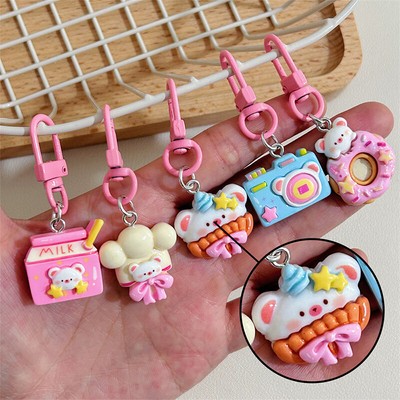 Cute Sweet Cartoon Little Bear Keychain Backpack Earphone Case Pendant Gifts