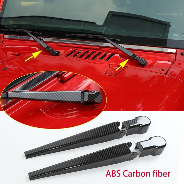 Carbon Fiber Front Rear Window Windshield Wiper Cover For Jeep Wrangler