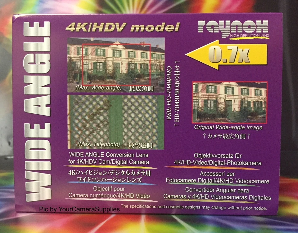 Raynox HD-7049 PRO 0.7x WIDE ANGLE LENS 49mm to 4K HDV SONY NEX-C3 5N X5 X3 - Image 2 of 4