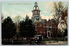 Fredonia Kansas~Wilson County Courthouse~Horse & Buggy~c1910 Postcard