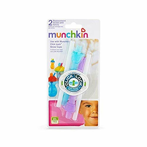 Munchkin Click Lock Replacement Straws with Valves 2 pk Assorted
