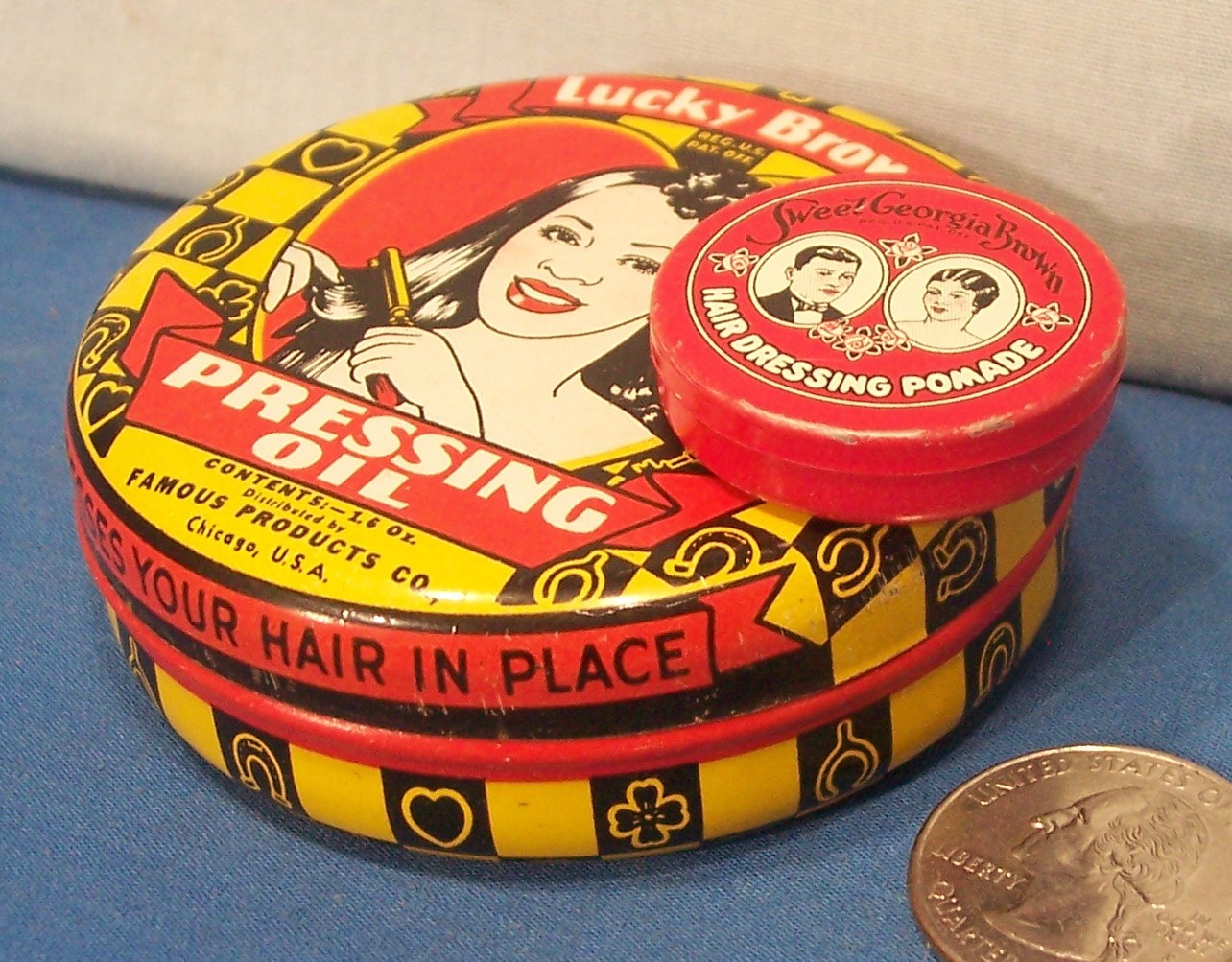 Hair Pomade Tins Lucky Brown + Sweet Brown 1930's eBay