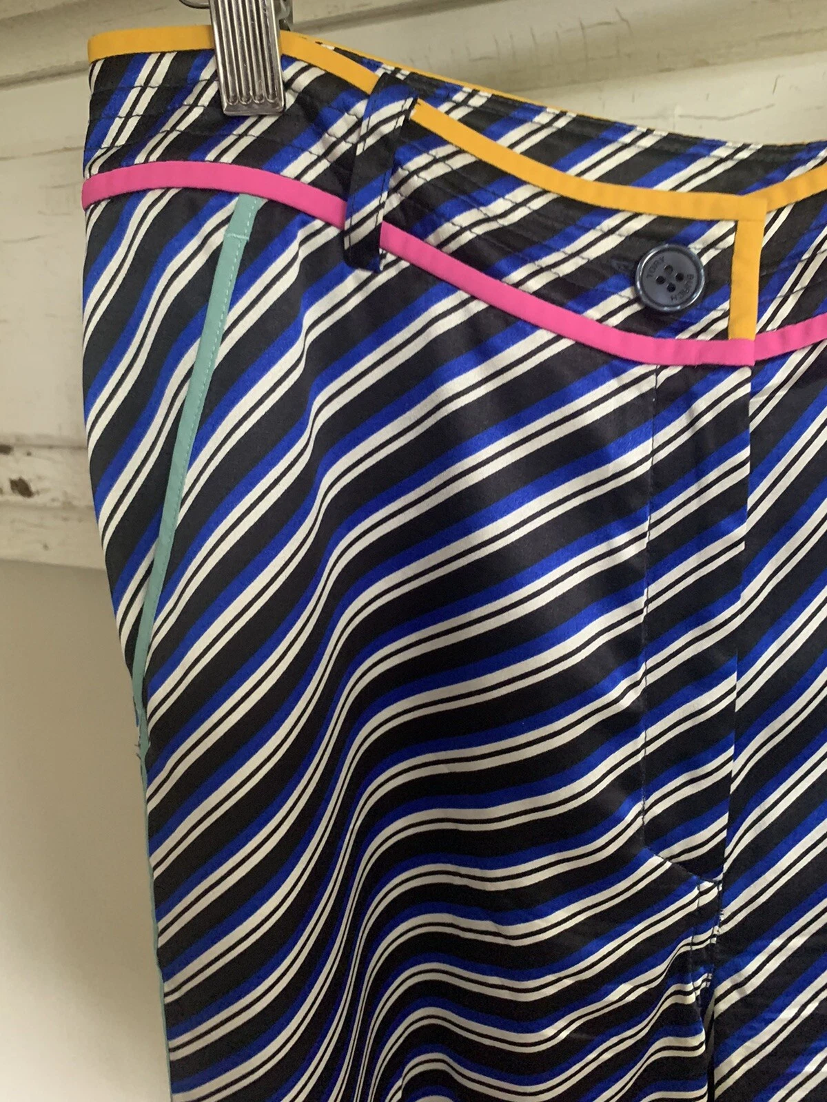 Pantalone Tory Burch Navy multi righe gamba larga 100% seta