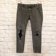All Saints 32 Casey Low Rise Straight Women  s Jeans Faded Black Distressed