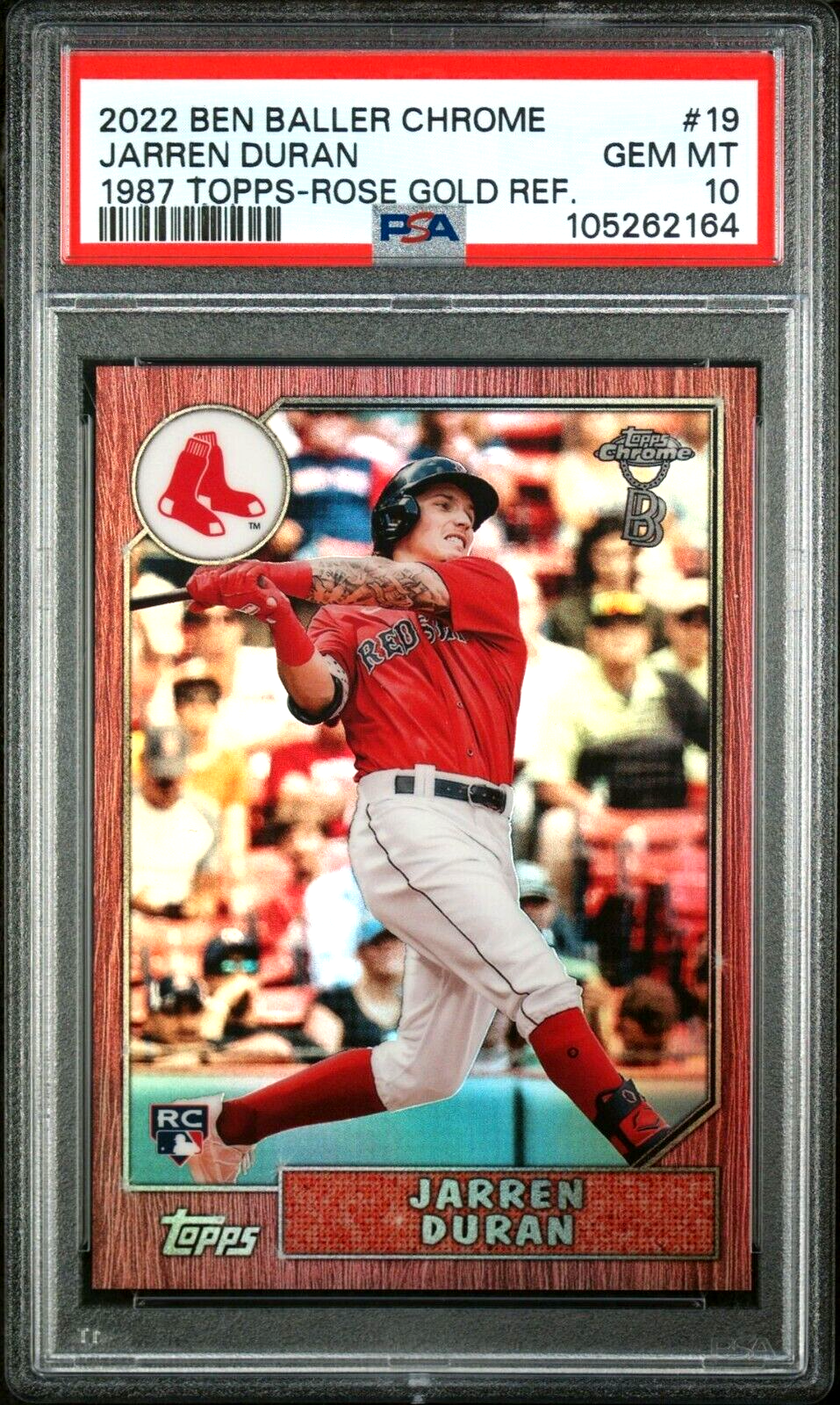 2022 Topps Chrome Jarren Duran RC Rose Gold Red Refractor /10 PSA 10 GEM MINT