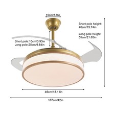 Modern Ceiling Fans w/Lights  Retractable Invisible Blades Fandelier Chandelier