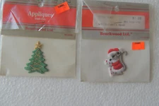 Lot 3 Beachwood Ltd Appliques 1 Tree 1 1/2" . . 2 grey/red Santa mouse 1 1/2"