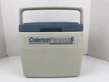 VINTAGE  COLEMAN PERSONAL 8 Cooler Beer Lunch FishIng Blue Cup Holder Lid