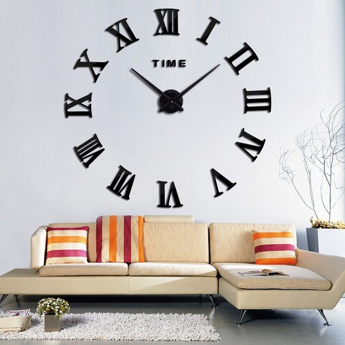 3D Zum Selbermachen extra große römische Ziffern Luxus Spiegel Wandaufkleber Uhr Wohnkultur UK - Bild 7 von 17