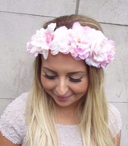 Détails Sur Blush Rose Pâle Pivoine Fleur Rose Bandeau Guirlande De Fleurs Cheveux Couronne