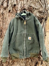 Vintage Y2K Youth Boys Girls CARHARTT Y06MOS Canvas Green Quilted Jacket Duck SM