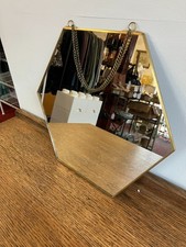 Hexagonal Gold Coloured Metal Framed Wall Mounted Mirror