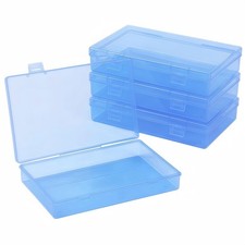4-Pack Blue Plastic Storage Boxes with Lids, Medium Organizer Containers for ...