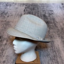 Vintage Beaver Hats Gray White Check Fedora Trilby Made in USA Mens Large